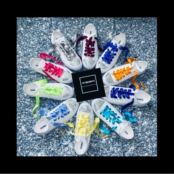 Ombré Rainbow Luxe Crystal Low Top Converse Sizes 5-14 New In Box - Picture 11 of 13